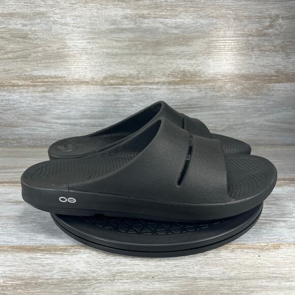 Oofos OOahh Mens Black Rubber Recovery Comfort Slide Sandals Size 12 - Picture 5 of 10